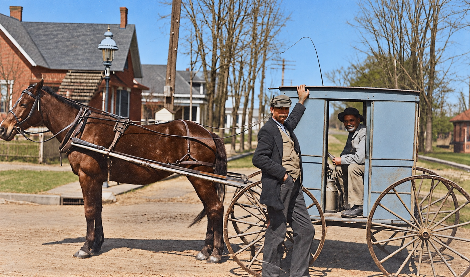 Original faded horse-drawn carriage photo